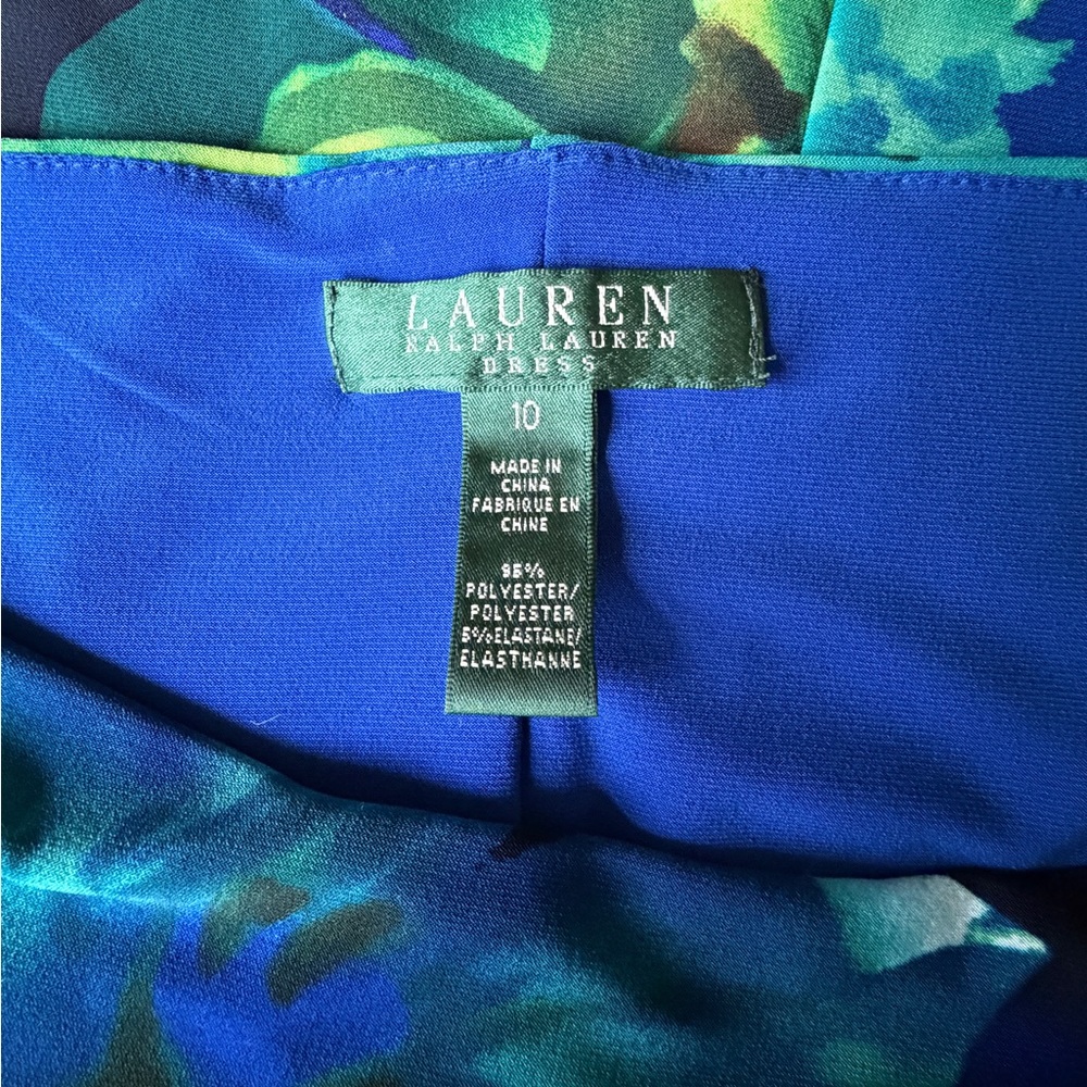 Lauren Ralph Lauren Blue Green Floral Sleeveless Dress, 10 - Picture 2 of 8